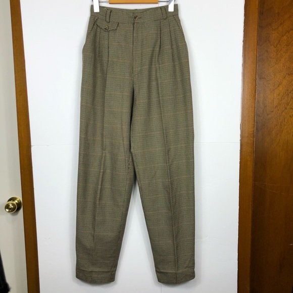 Tribal Pants - Vintage High Waisted Plaid Trousers Sz 24